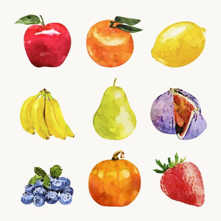 Aesthetic fruits sticker-watercolor food