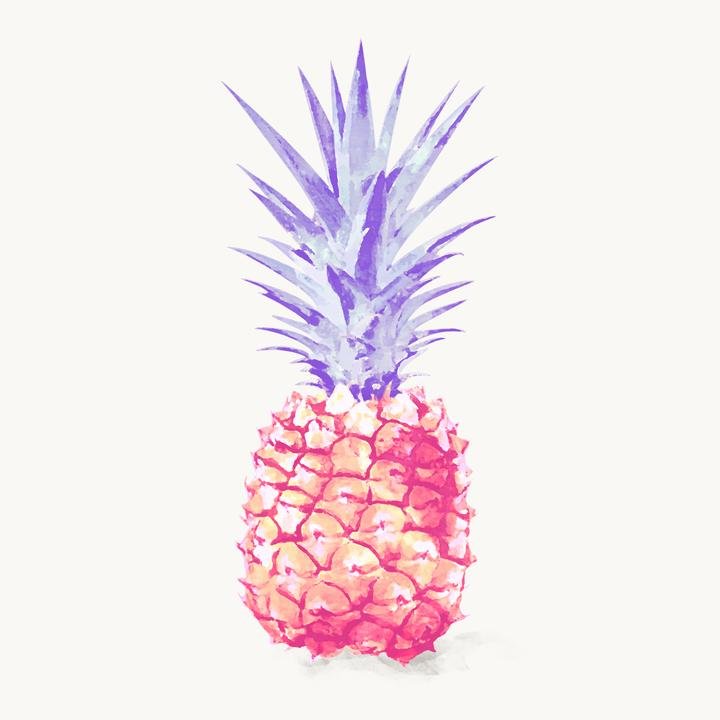 Aesthetic pineapple sticker-watercolor fruit