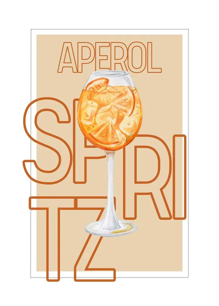 Aperol Spritz Poster Orange Drink Glass