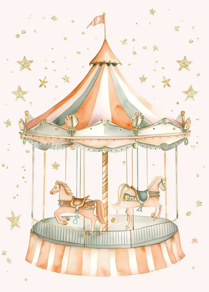 Beige Carousel Horses