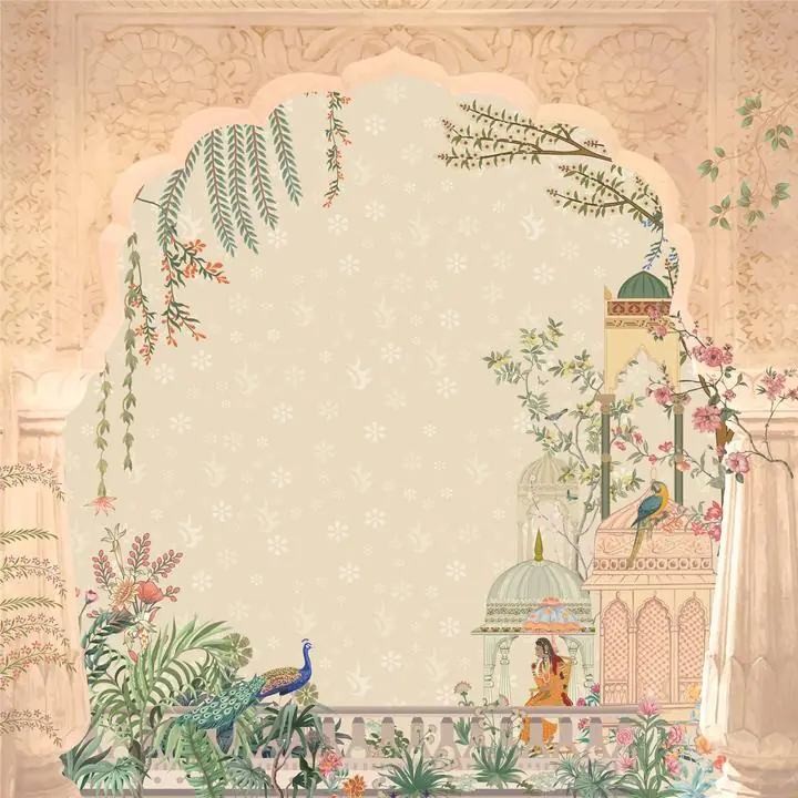 Beige Indian Temple Illustration