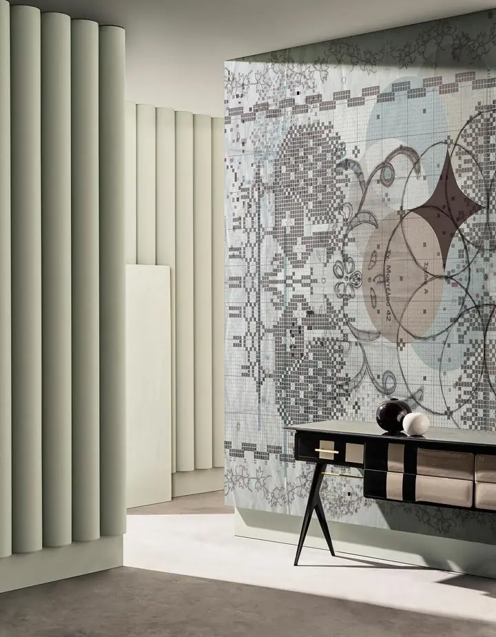 Beige Mosaic Rug Design Blueprint