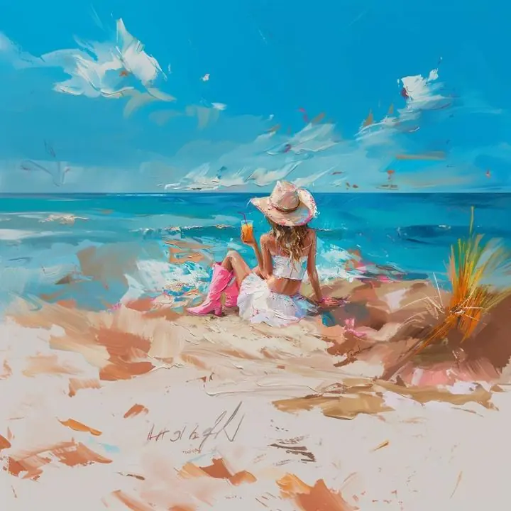 Beige Woman On Beach 2