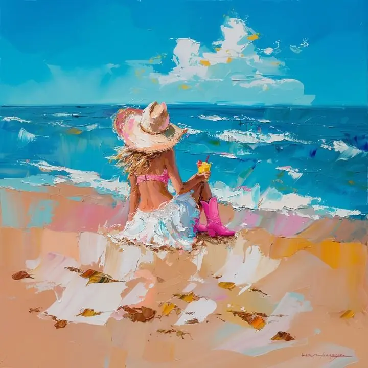 Beige Woman On Beach