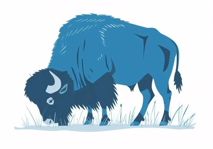 Bison Blue Silhouette