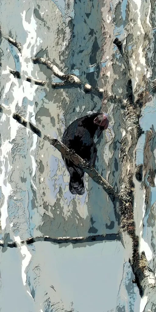 Black Bird On Branch