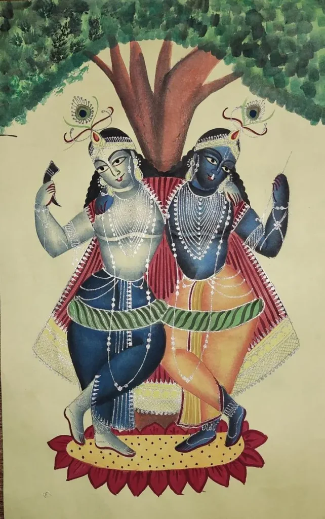 Blue And White Figures Dancing