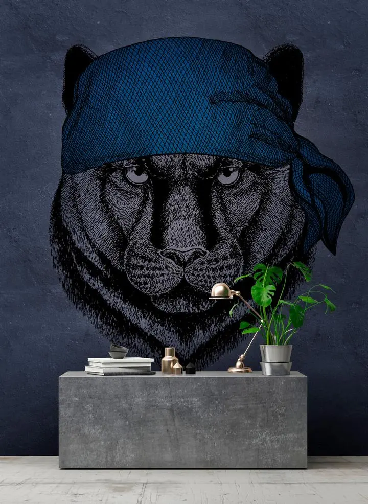 Blue Bandana Tiger Head