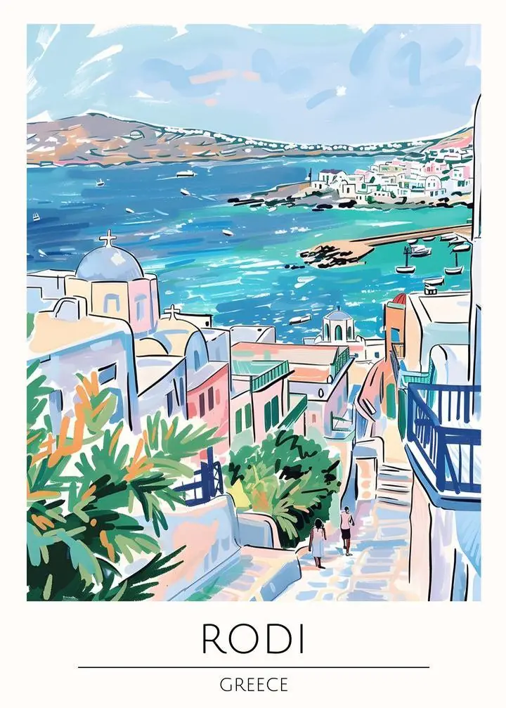 Blue Greek Village Houses 2