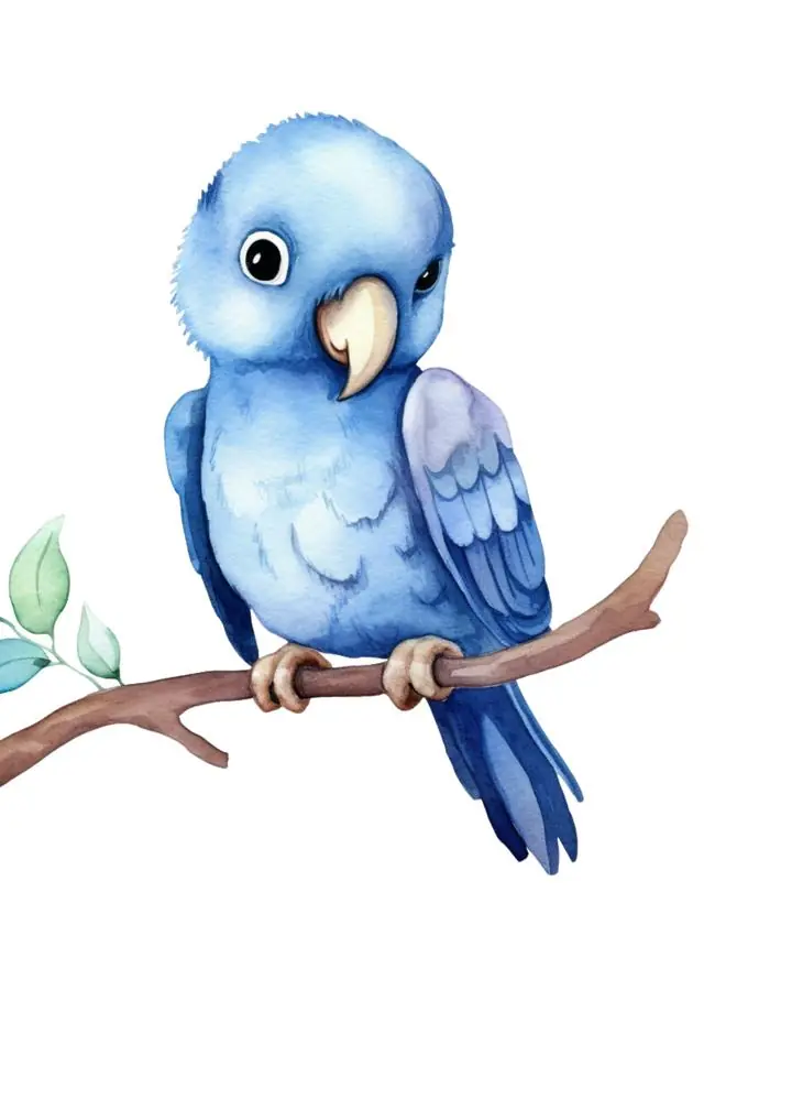 Blue Parrot On Branch
