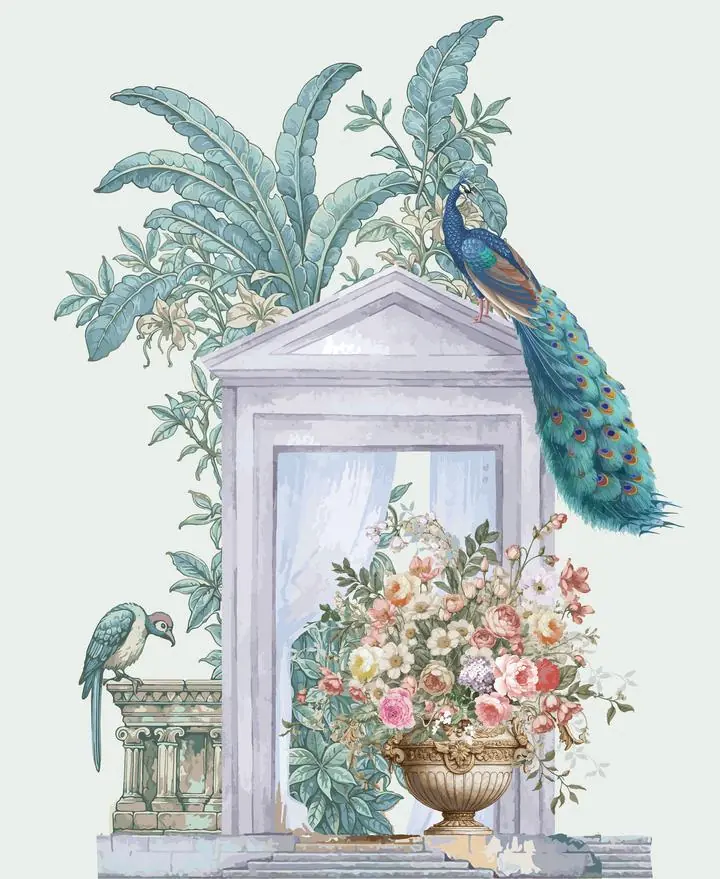 Blue Peacock Flower Vase