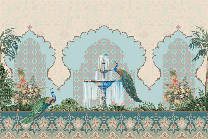 Blue Peacock Garden Fountain 2