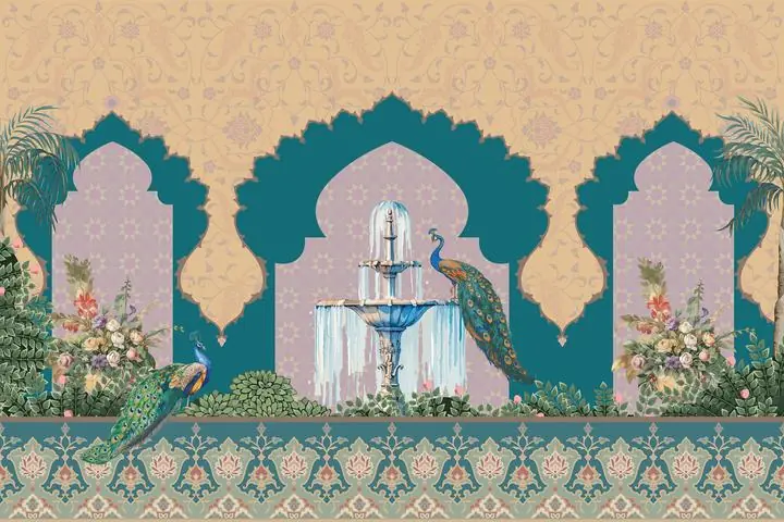 Blue Peacock Garden Fountain