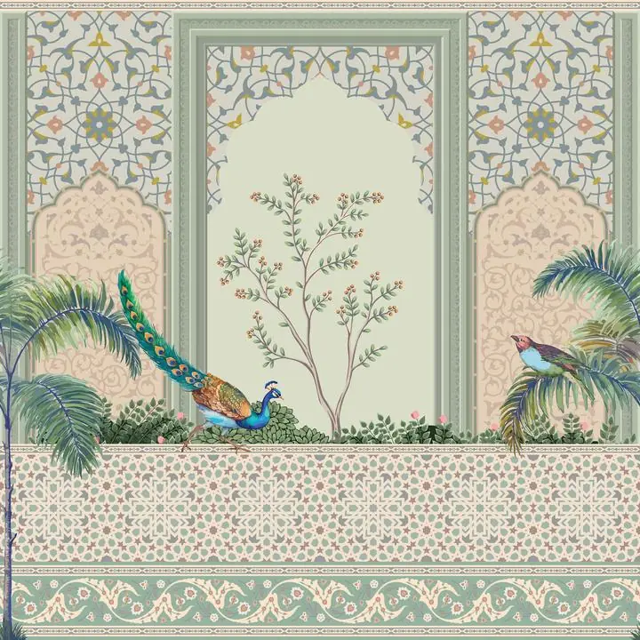 Blue Peacock Green Leaves 2