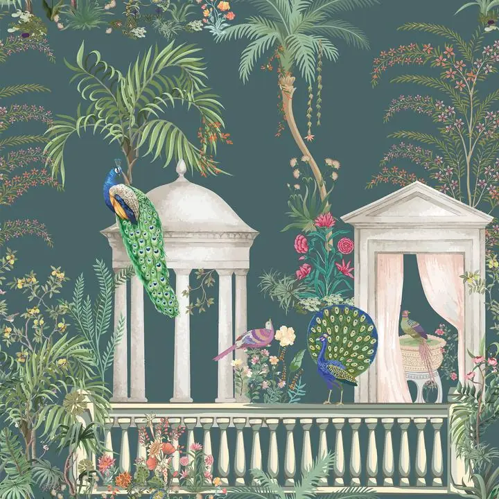 Blue Peacock White Gazebo