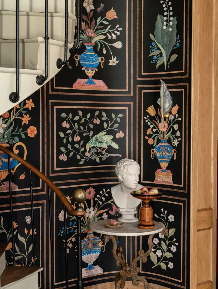 Blue Vase White Flowers Orange Flowering