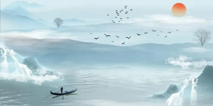 Blue Waterfall Mountain Landscape