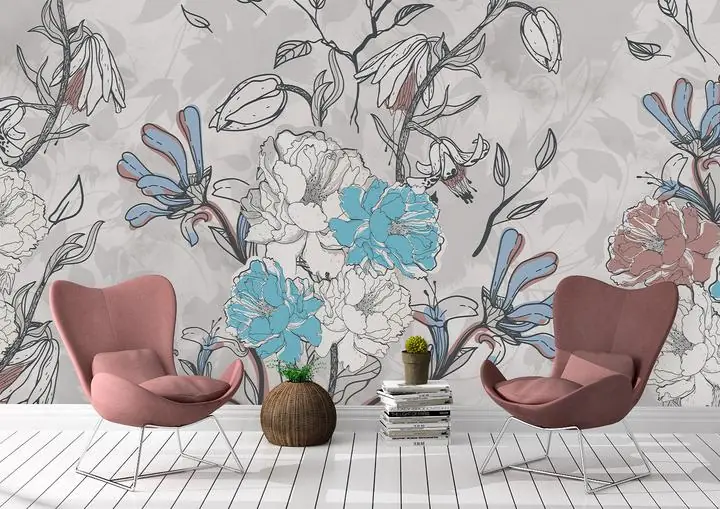 Blue White Pink Flowers