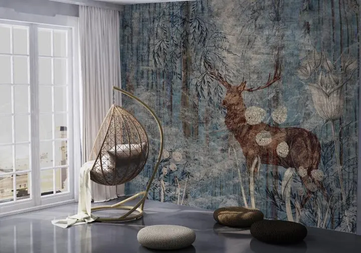 Brown Deer Blue Background