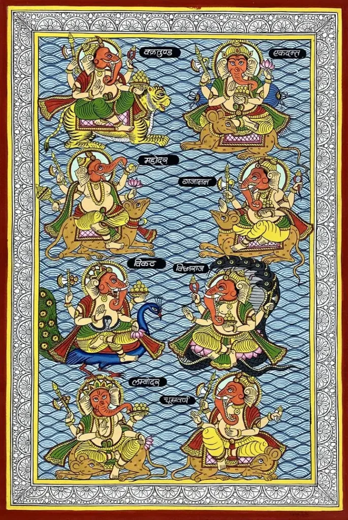 Brown Hindu Gods Painting