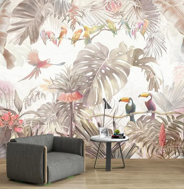 Brown Leaves Green Pink Flower