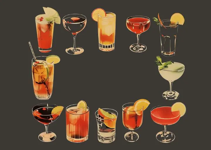 Cocktails Various Glasses