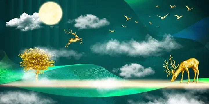 Golden Deer Eating Grass