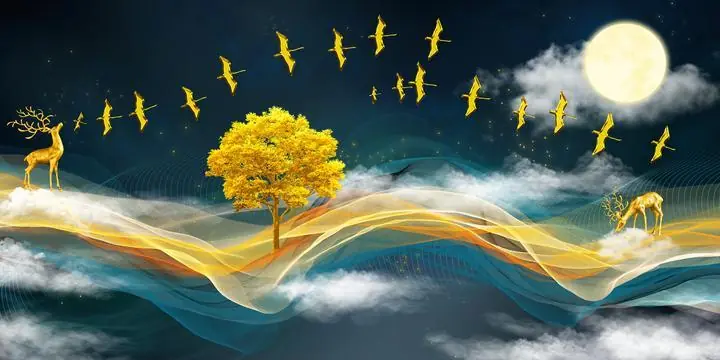 Golden Deer Flying Creatures Tree