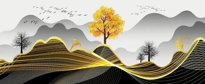 Golden Deer Mountain Landscape 4