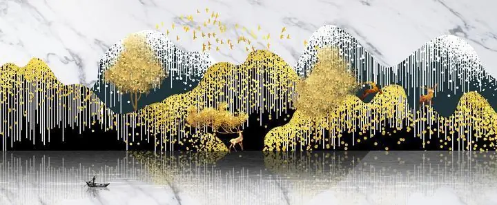 Golden Deer Mountain Landscape 6