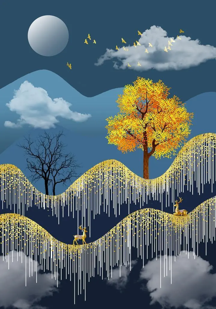 Golden Deer Under Tree 2, Wall Art, Old Gold, Gold A, Wallpaper, Wall Art, Acrylic, Stretch Ceiling, Glass Film, Wall Mural, Home Decor, Kids, Bedroom, living room, Office, UV Print, Flat bed, Embossed, Artist, Design, Canvas, Canvas Print, Art Prints, Foamboard, Sand Art, Vinyl, Tote Bag, Leather, Rexine, Carpet, Mat, Backlit Fabric, ACP, Print, Metal, Surat, Gujarat, India