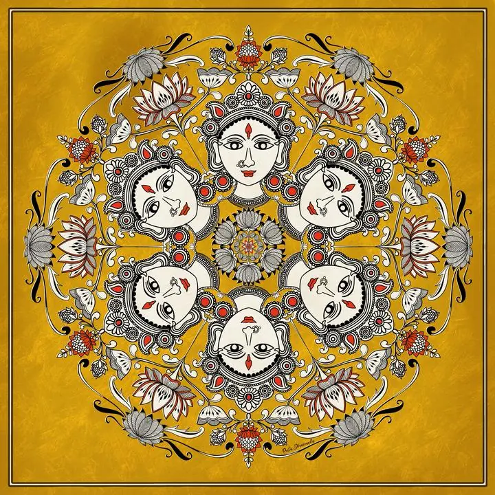 Golden Indian Goddess Faces