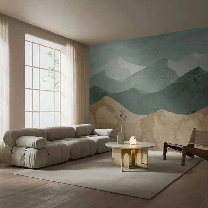 Green Brown Mountains Landscape Artwork