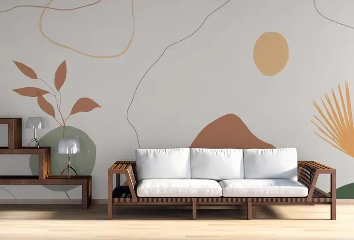 Green Plant Brown Rock Beige Blob