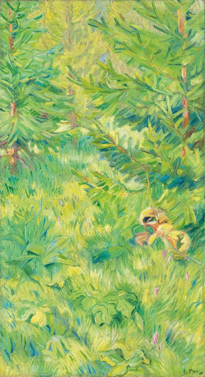 Grune Studie (1908), Paintings, Franz Marc, Wallpaper, Wall Art, Acrylic, Stretch Ceiling, Glass Film, Wall Mural, Home Decor, Kids, Bedroom, living room, Office, UV Print, Flat bed, Embossed, Artist, Design, Canvas, Canvas Print, Art Prints, Foamboard, Sand Art, Vinyl, Tote Bag, Leather, Rexine, Carpet, Mat, Backlit Fabric, ACP, Print, Metal, Surat, Gujarat, India