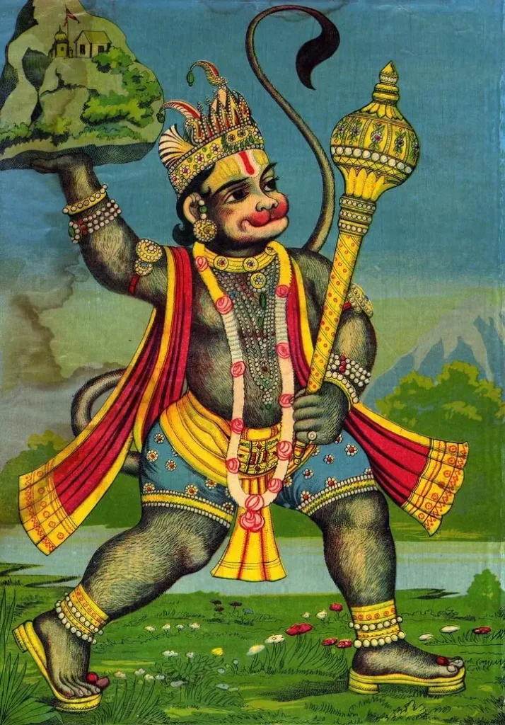 Hanuman fetches the herb-bearing mountain