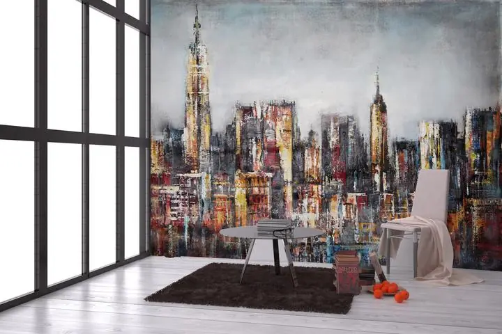 Multicolored City Skyline Painting 2