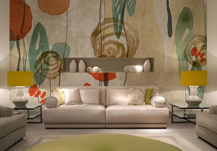 Orange Flower Green Leaf Artwork