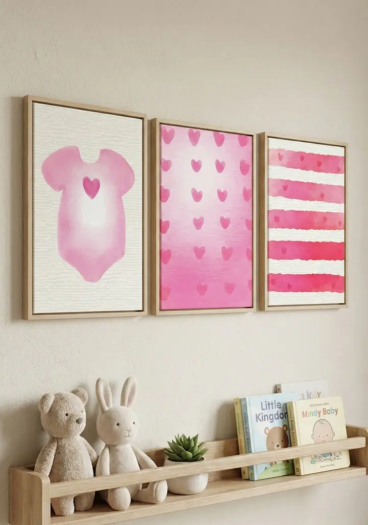 Pink Hearts Onesie Stripes, Wall Art, Kidz, Kidz 3 Pc Kit, Wallpaper, Wall Art, Acrylic, Stretch Ceiling, Glass Film, Wall Mural, Home Decor, Kids, Bedroom, living room, Office, UV Print, Flat bed, Embossed, Artist, Design, Canvas, Canvas Print, Art Prints, Foamboard, Sand Art, Vinyl, Tote Bag, Leather, Rexine, Carpet, Mat, Backlit Fabric, ACP, Print, Metal, Surat, Gujarat, India