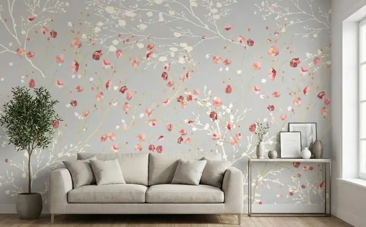 Pink Red Flowers White Branches