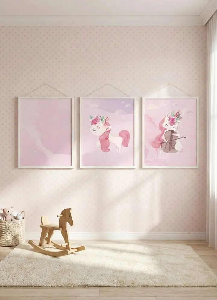 Pink Unicorn Playing Cello