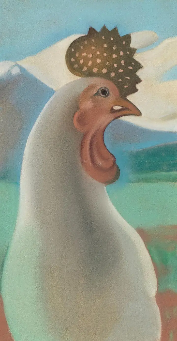 Porcelain Rooster (1929), Paintings, Georgia O Keeffe, Wallpaper, Wall Art, Acrylic, Stretch Ceiling, Glass Film, Wall Mural, Home Decor, Kids, Bedroom, living room, Office, UV Print, Flat bed, Embossed, Artist, Design, Canvas, Canvas Print, Art Prints, Foamboard, Sand Art, Vinyl, Tote Bag, Leather, Rexine, Carpet, Mat, Backlit Fabric, ACP, Print, Metal, Surat, Gujarat, India