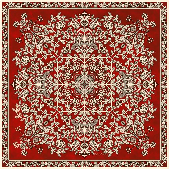 Red Floral Pattern Scarf