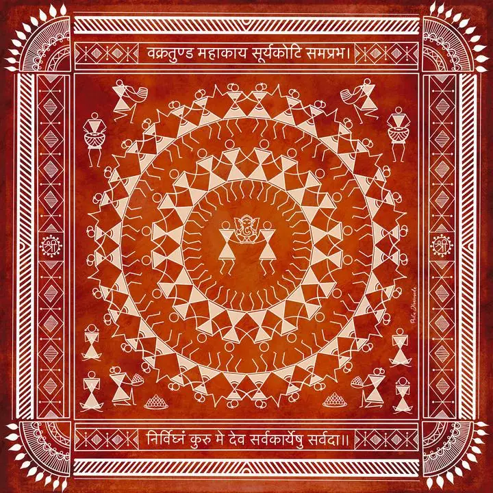Red Warli Dance Artwork