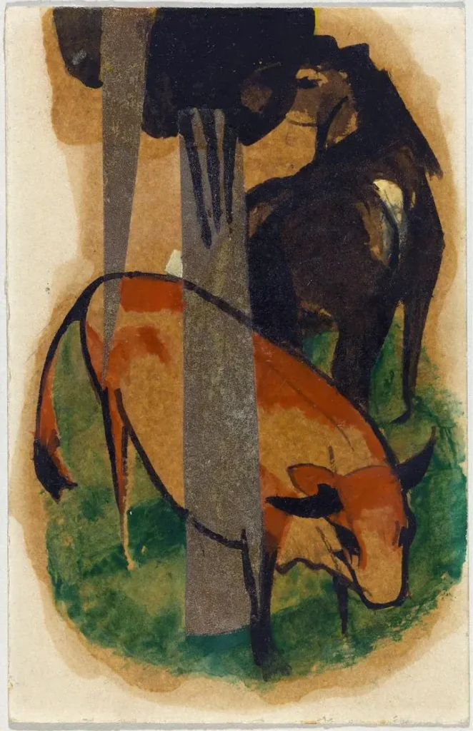Red horse and yellow cattle (1913)
