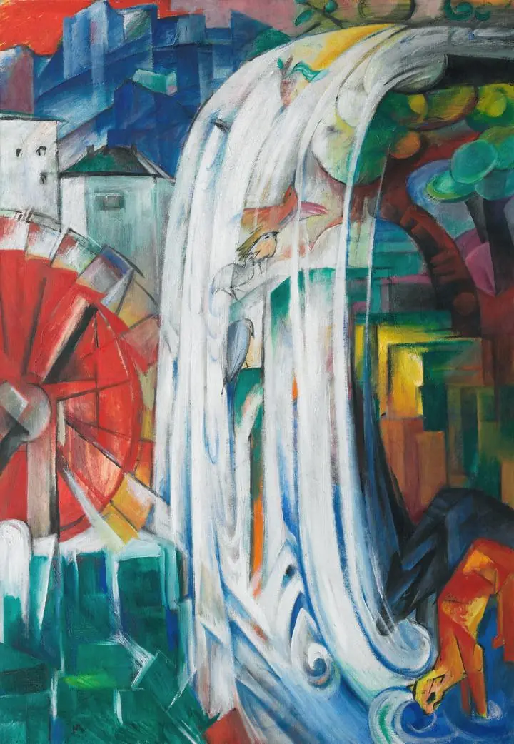 The Bewitched Mill (1913), Paintings, Franz Marc, Wallpaper, Wall Art, Acrylic, Stretch Ceiling, Glass Film, Wall Mural, Home Decor, Kids, Bedroom, living room, Office, UV Print, Flat bed, Embossed, Artist, Design, Canvas, Canvas Print, Art Prints, Foamboard, Sand Art, Vinyl, Tote Bag, Leather, Rexine, Carpet, Mat, Backlit Fabric, ACP, Print, Metal, Surat, Gujarat, India