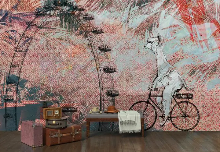 White Giraffe On Bicycle